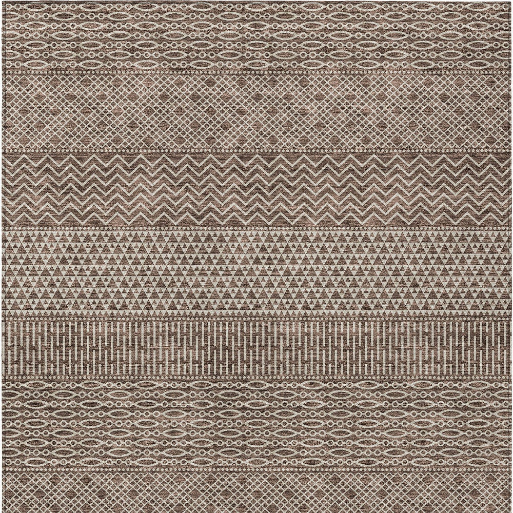 3' X 5' Brown And Ivory Chevron Washable Indoor Outdoor Area Rug-4