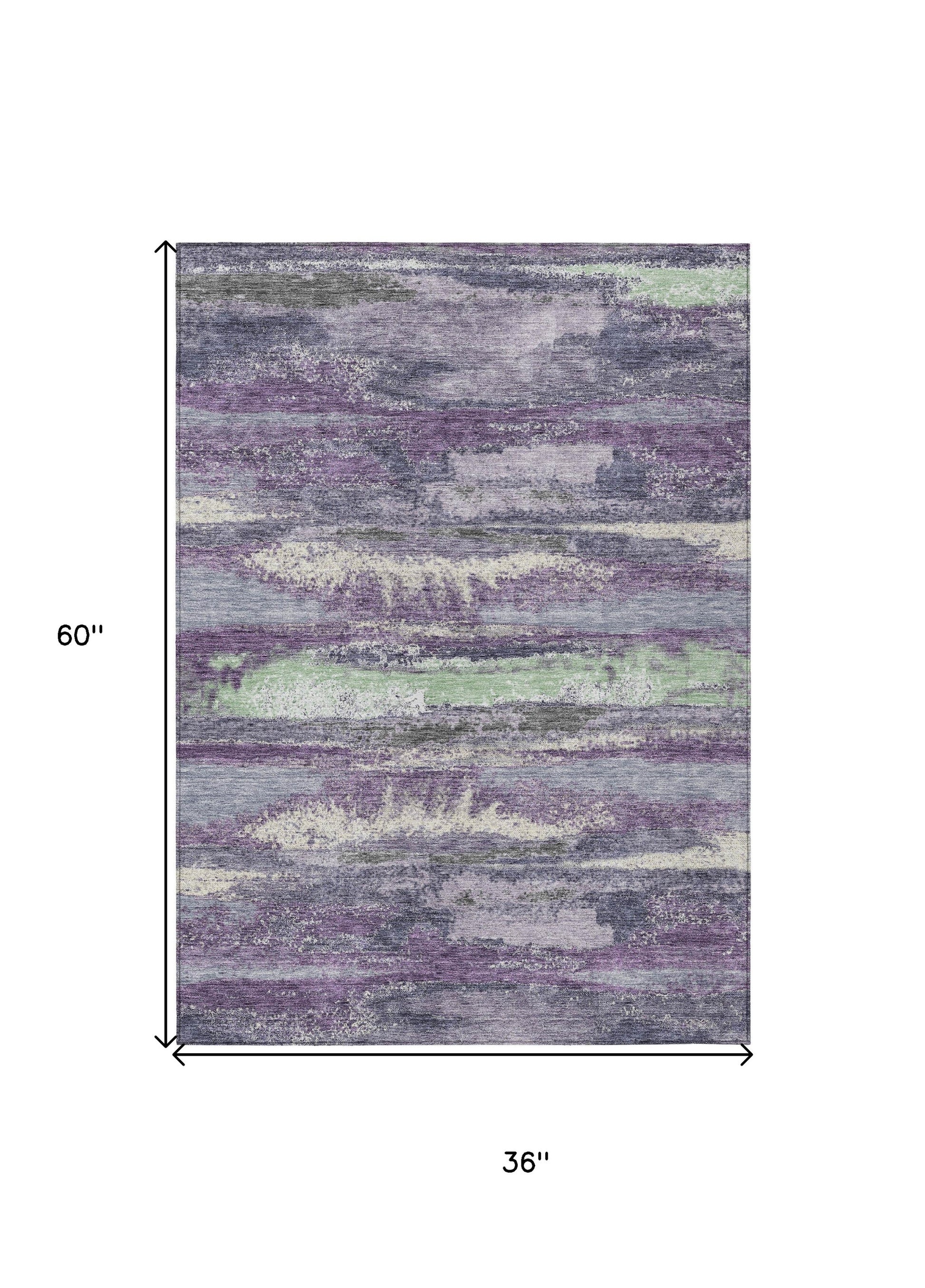 3' X 5' Purple And Lavender Abstract Washable Indoor Outdoor Area Rug-2