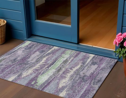 3' X 5' Purple And Lavender Abstract Washable Indoor Outdoor Area Rug-0