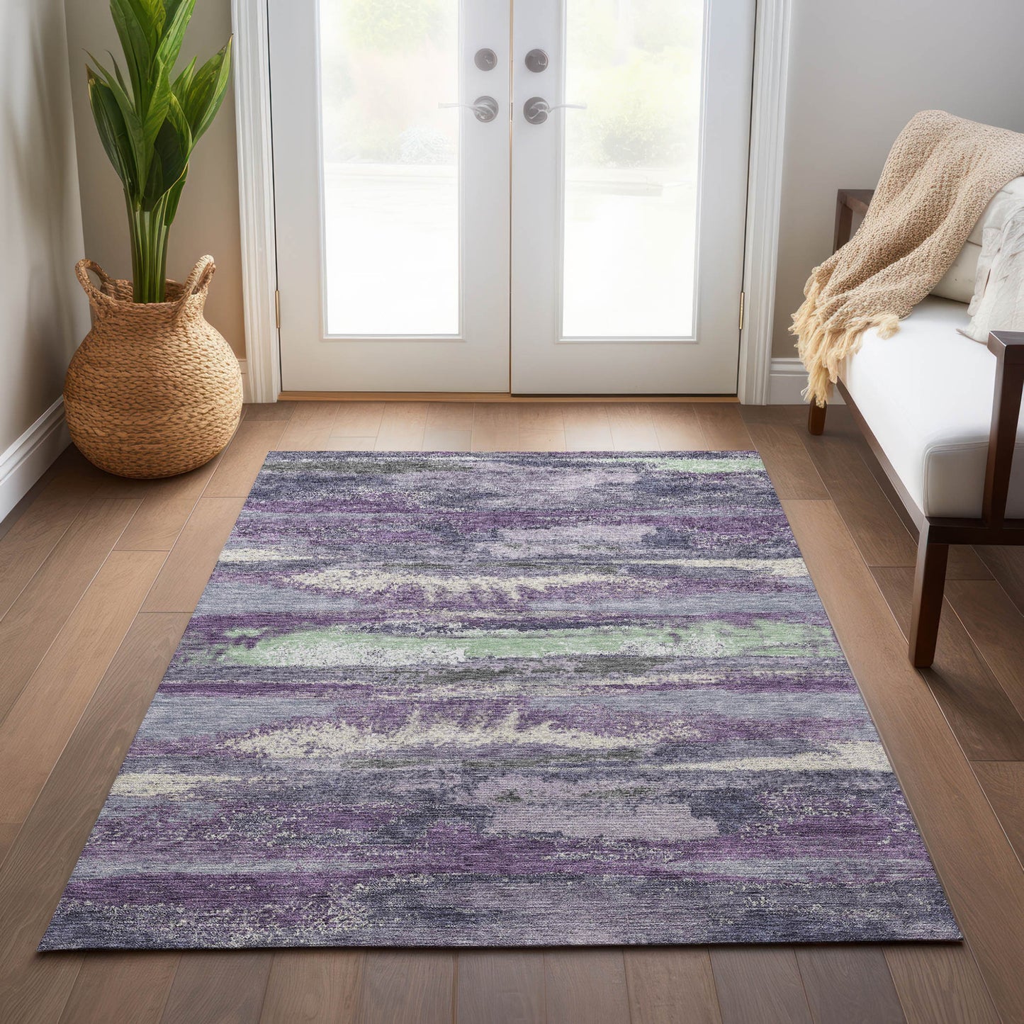 3' X 5' Purple And Lavender Abstract Washable Indoor Outdoor Area Rug-8