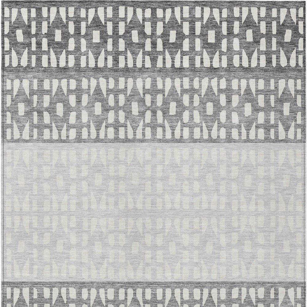5' X 8' Gray Silver And Charcoal Geometric Washable Indoor Outdoor Area Rug-6