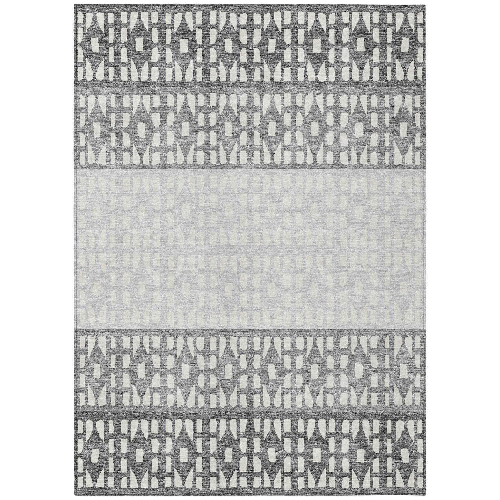5' X 8' Gray Silver And Charcoal Geometric Washable Indoor Outdoor Area Rug-1