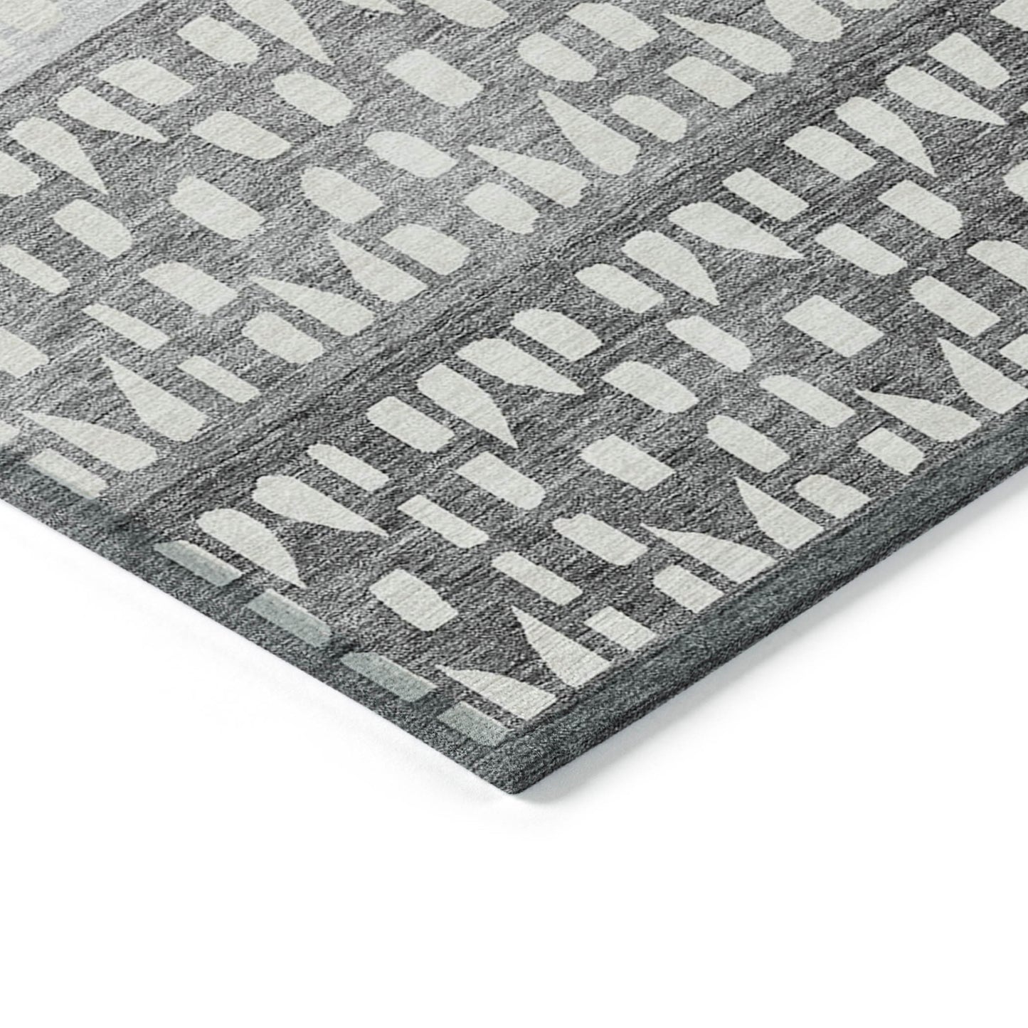 5' X 8' Gray Silver And Charcoal Geometric Washable Indoor Outdoor Area Rug-4