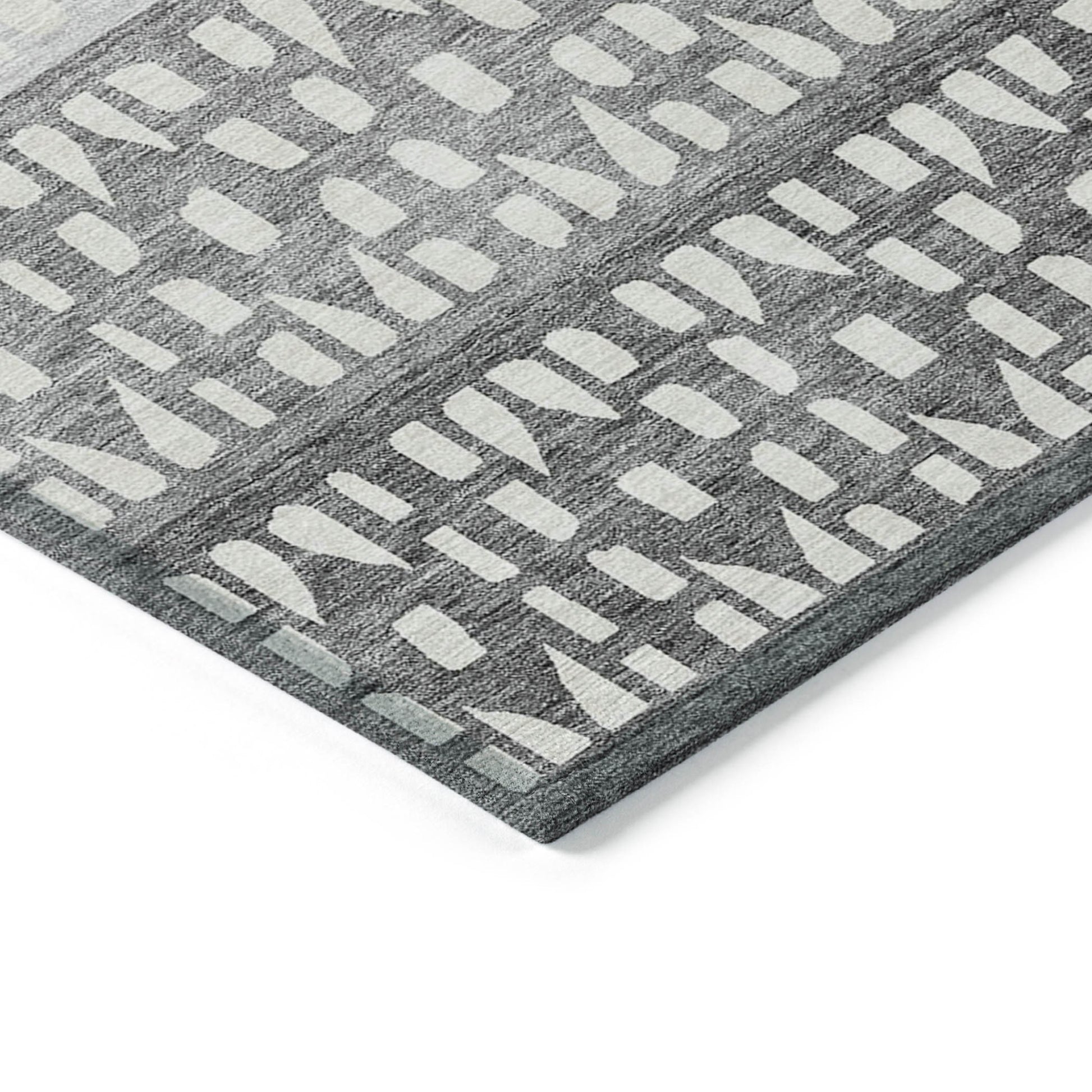 5' X 8' Gray Silver And Charcoal Geometric Washable Indoor Outdoor Area Rug-4