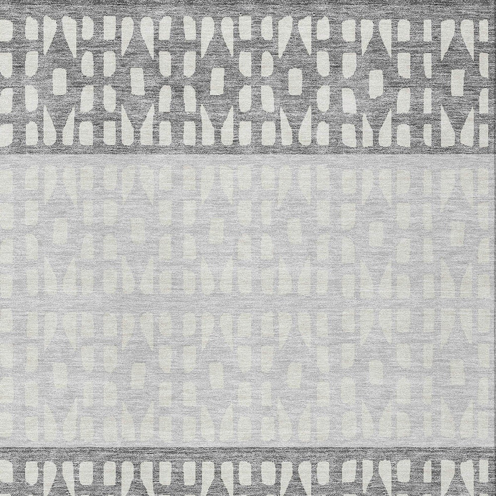 5' X 8' Gray Silver And Charcoal Geometric Washable Indoor Outdoor Area Rug-5