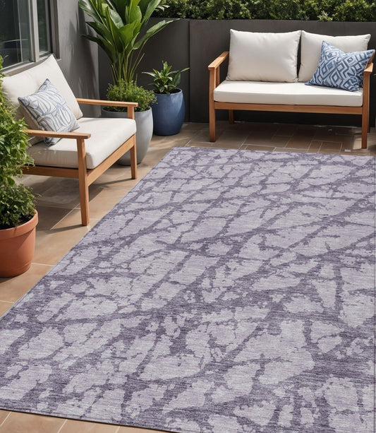 5' X 8' Lavender And Purple Abstract Washable Indoor Outdoor Area Rug-0