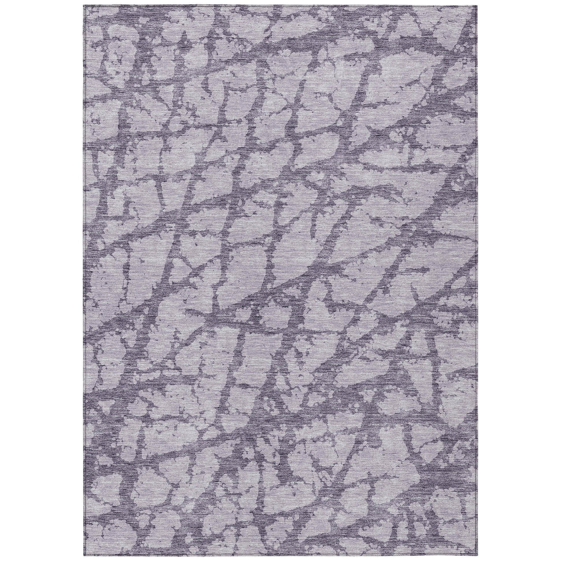 5' X 8' Lavender And Purple Abstract Washable Indoor Outdoor Area Rug-1