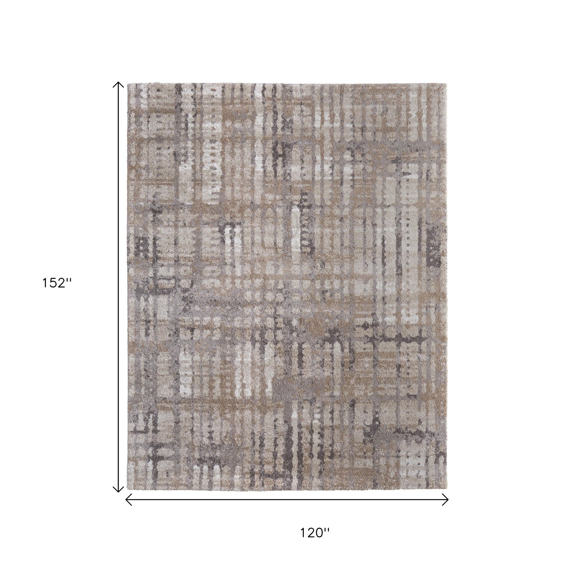 10' X 13' Brown Tan And Ivory Abstract Distressed Area Rug-2