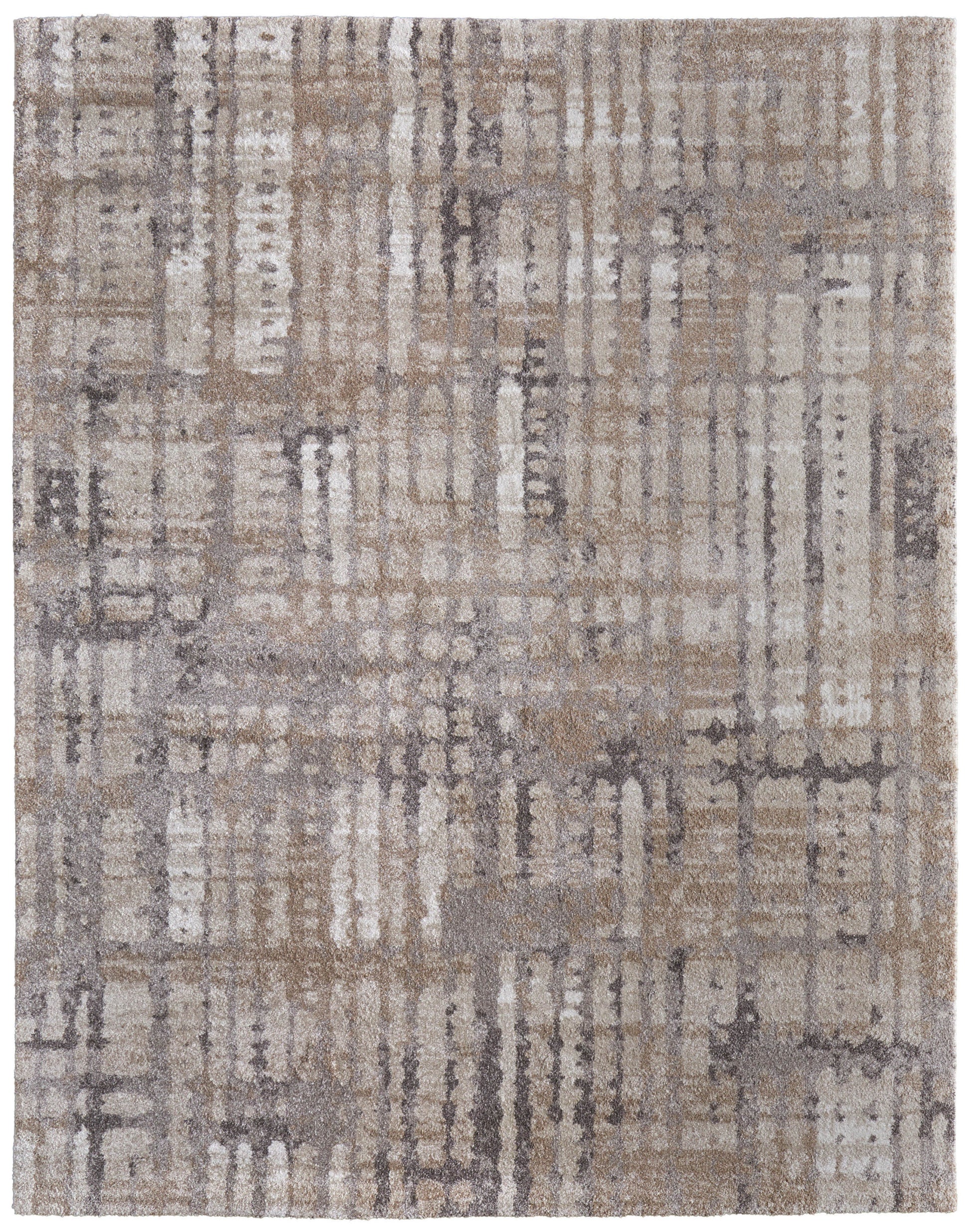 10' X 13' Brown Tan And Ivory Abstract Distressed Area Rug-1