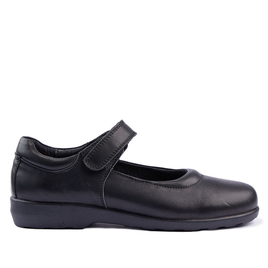 Ava 2 Junior Leather School Shoe - Black-0