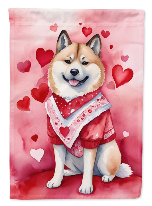 Akita My Valentine Garden Flag-0