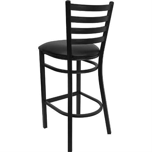 Black Metal Ladder-Back Restaurant Style Bar Stool-0