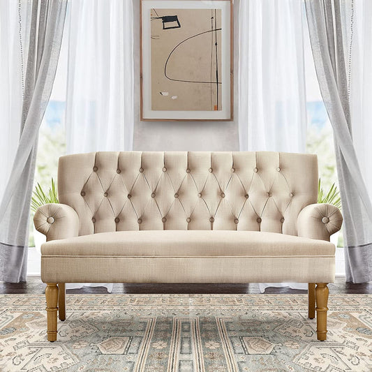 Warm Beige Loveseat Sofa Furniture Settee-0