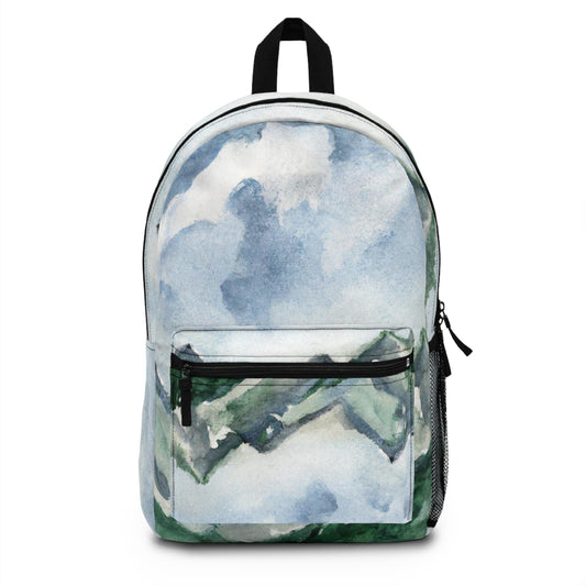 Backpack - Water-resistant Bag - Green Mountainside Nature Landscape Blue Sky Print-0