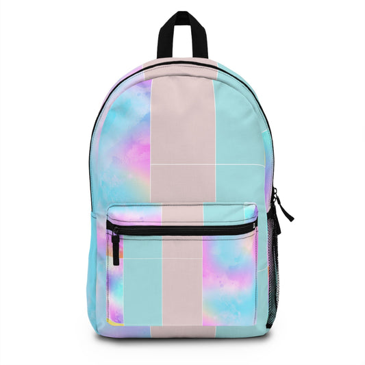Backpack - Large Water-resistant Bag - Pastel Colorblock Watercolor Illustration-0