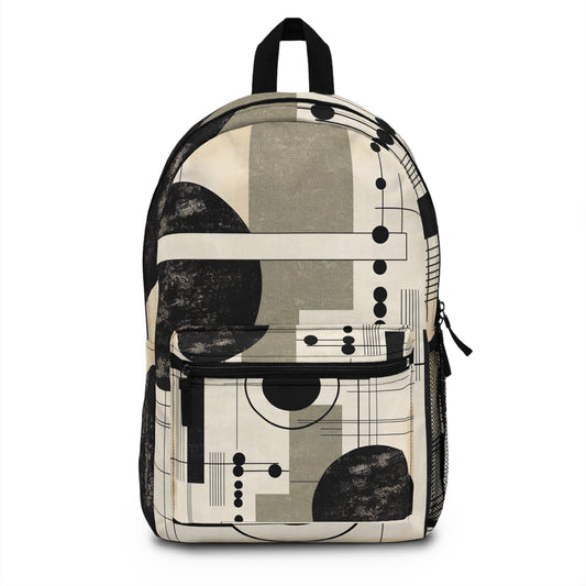 Backpack Work/school/leisure - Waterproof - Abstract Black Beige Brown Geometric Shapes-0