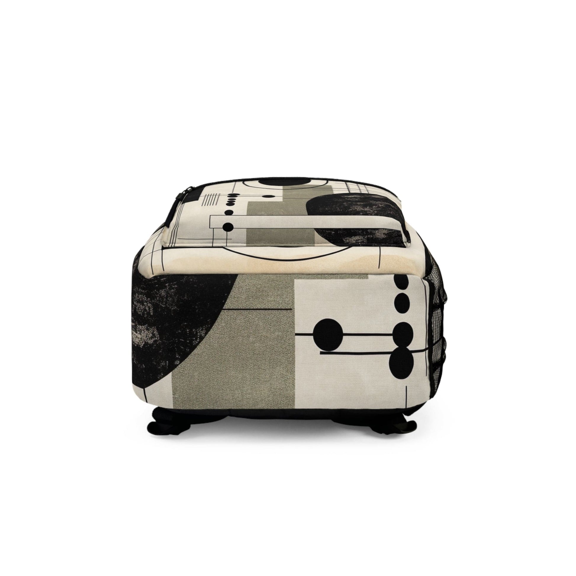 Backpack Work/school/leisure - Waterproof - Abstract Black Beige Brown Geometric Shapes-4