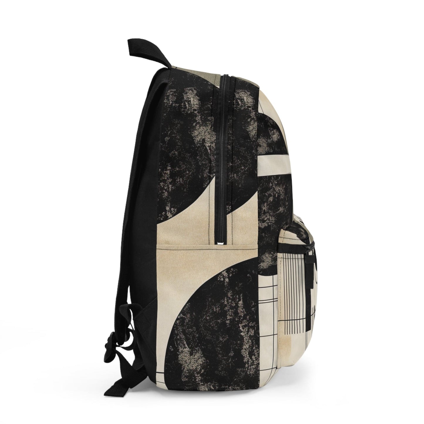 Backpack Work/school/leisure - Waterproof - Abstract Black Beige Brown Geometric Shapes-1