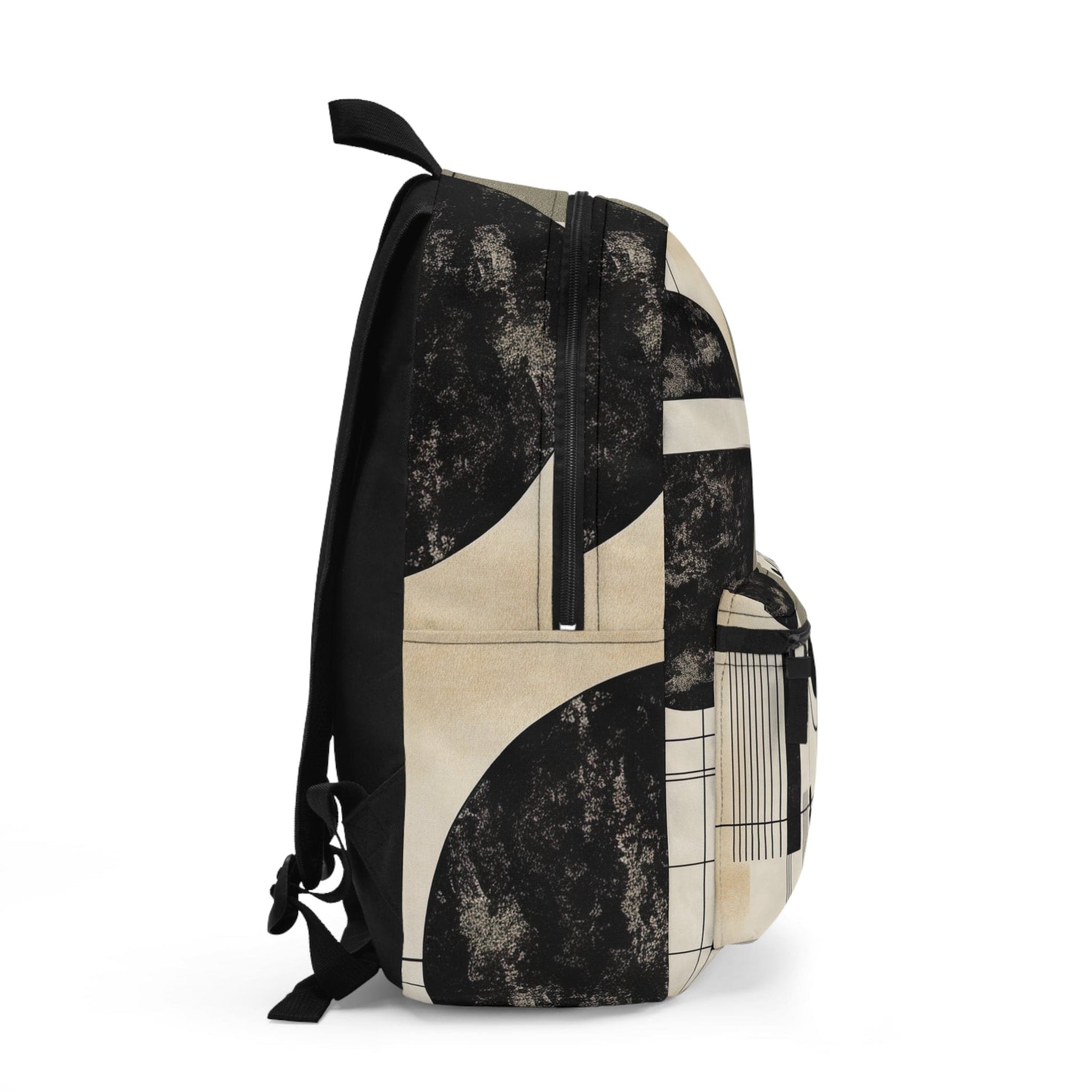 Backpack Work/school/leisure - Waterproof - Abstract Black Beige Brown Geometric Shapes-1
