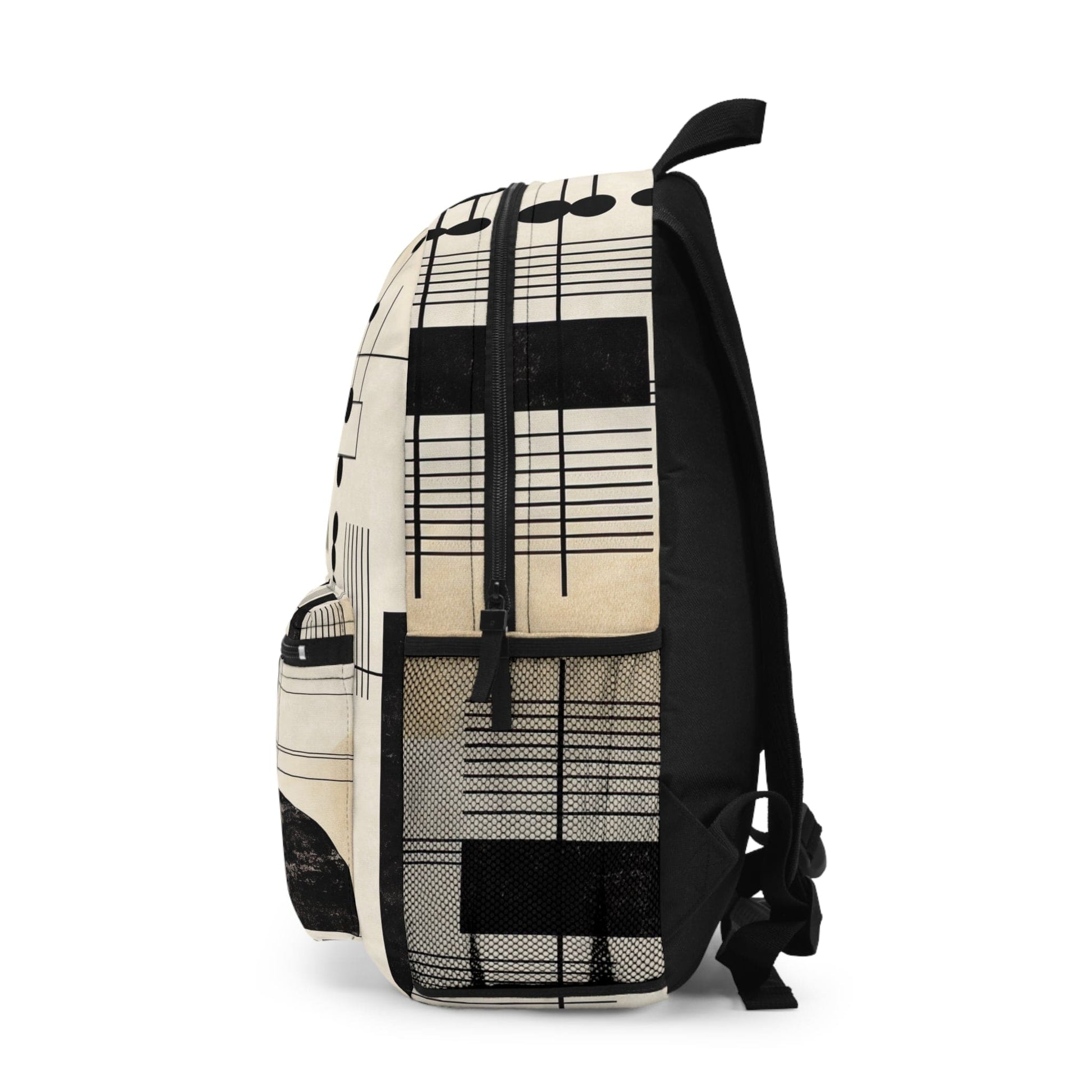 Backpack Work/school/leisure - Waterproof - Abstract Black Beige Brown Geometric Shapes-2