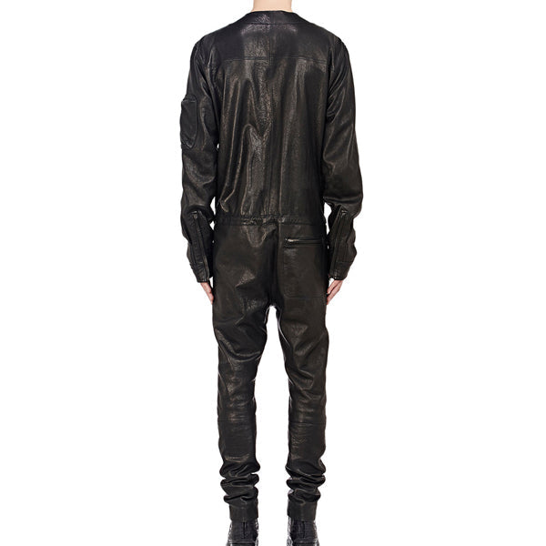 Cool Style Shirt Look Leather Jumpsuit For Men-2